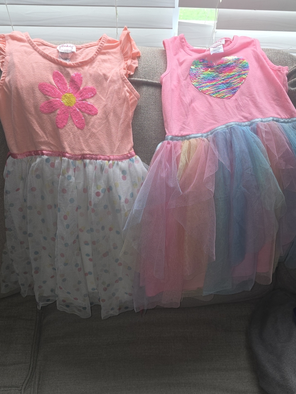 Kids/Girls Tulle Flower & Heart Costume Dress Set 2 Dresses Size 6